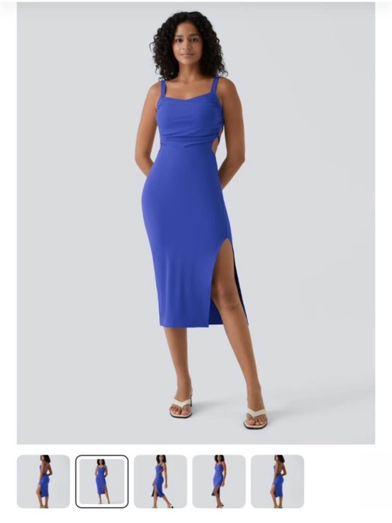 Dresses & Skirts - Aster Blue Sleeveless Midi Dress with Side Slit